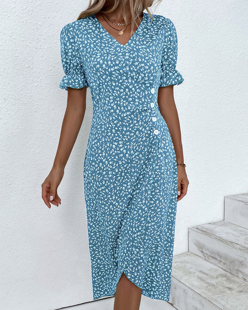 Maya Midi Dress – Vintage-Inspired V-Neck with Wrap Silhouette