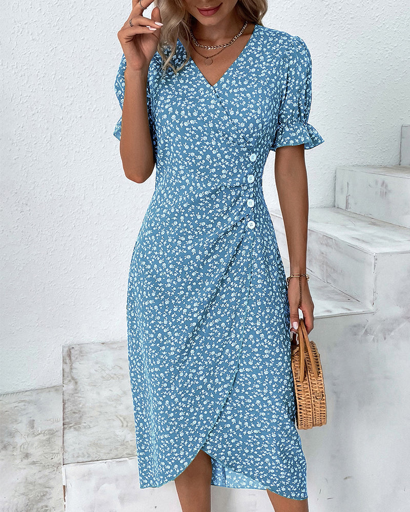 Maya Midi Dress – Vintage-Inspired V-Neck with Wrap Silhouette
