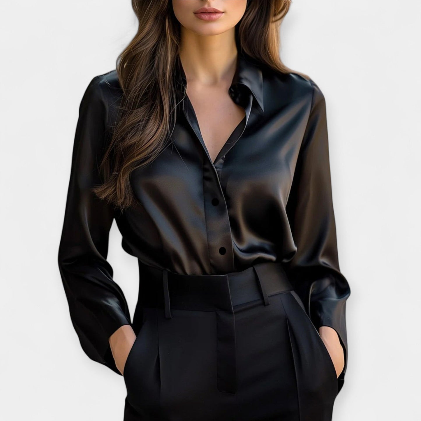 Bella Satin Blouse – Elegant Collared Women’s Blouse