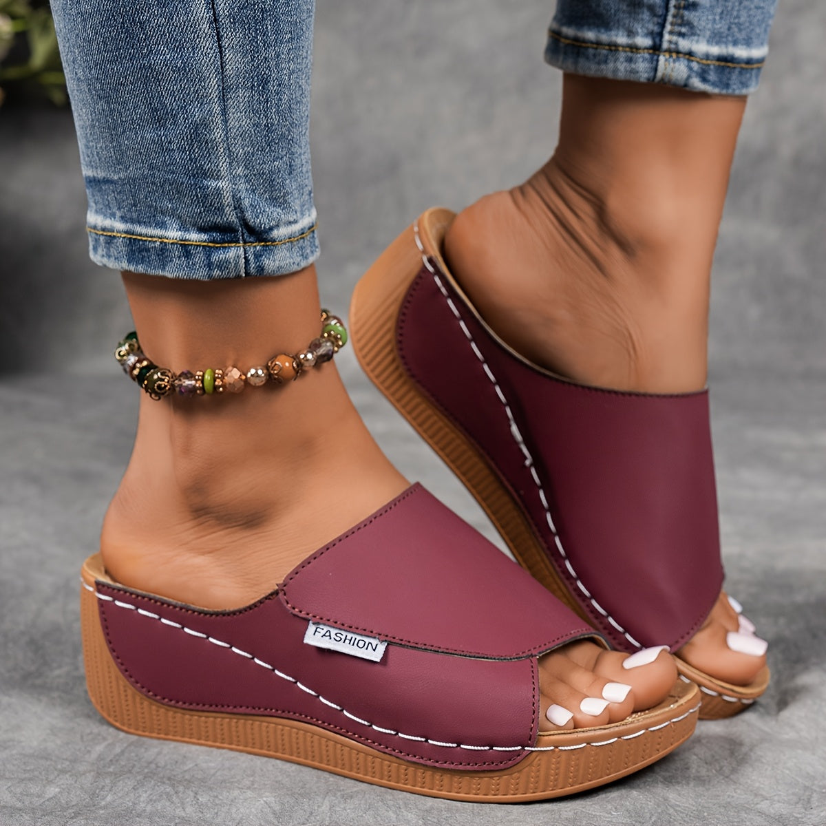 Sakura Women’s Wedge Sandals – Cushioned Slip-On Design with Arch Support