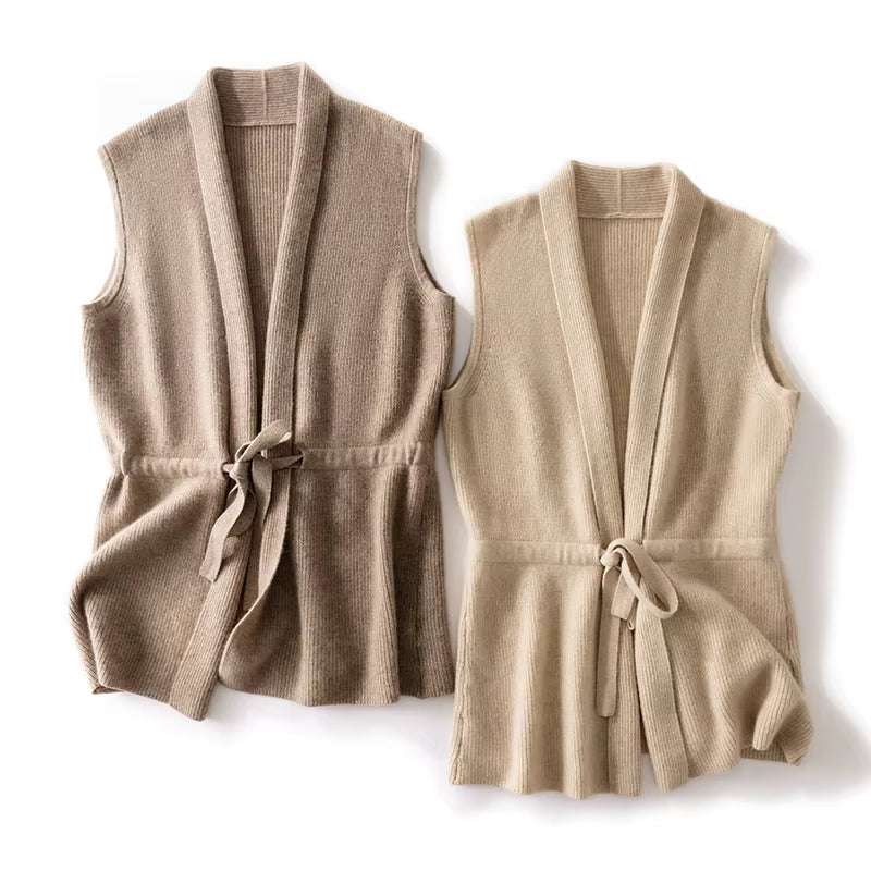 Maya Women’s Merino Wool Vest – Lightweight Layering with Waist Tie
