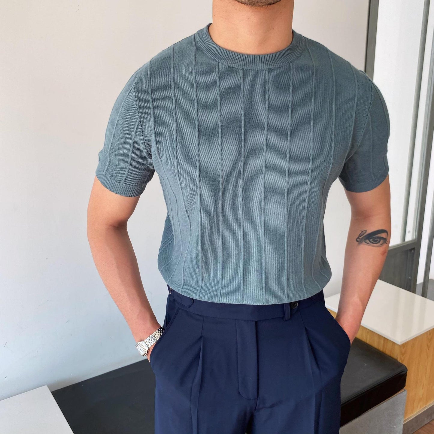 Hugo Ribbed Short Sleeve Shirt – Soft Cotton with Tailored Fit