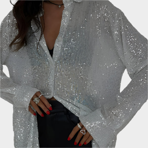 Selina Sequin Party Blouse – Sparkling Women’s Long Sleeve Top