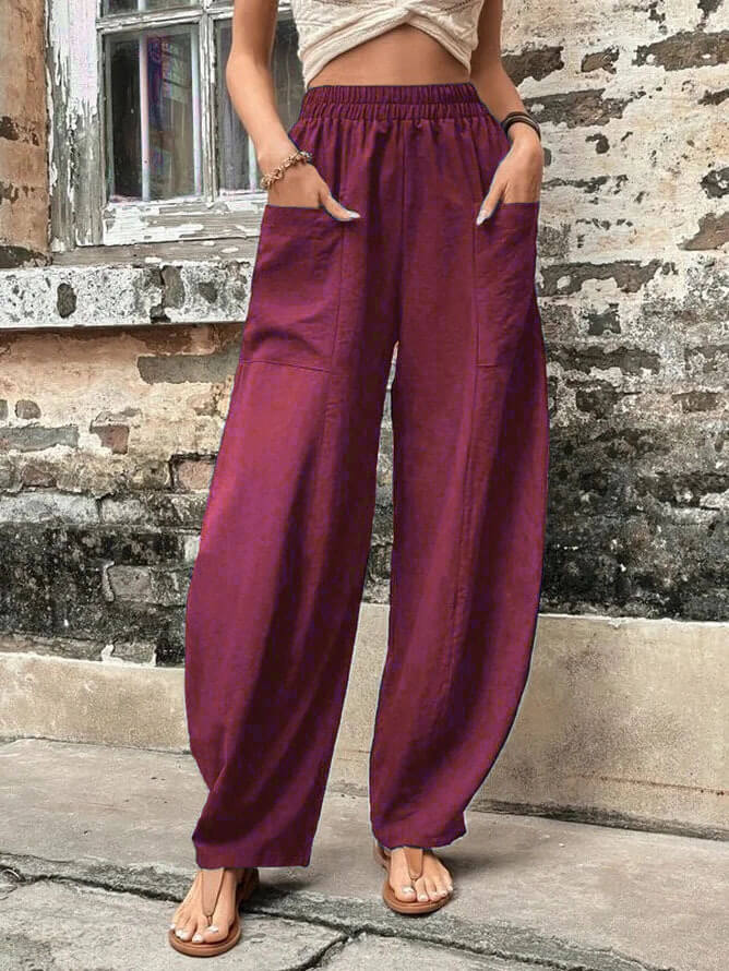 Zaira Women’s Wide-Leg Pants – Lightweight Fabric with Deep Pockets & Relaxed Fit