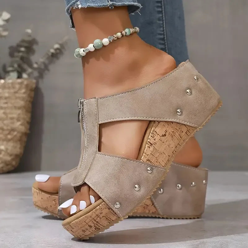Zainab Women’s Orthopaedic Sandals – Faux Leather Slip-On with Wide Toe Comfort