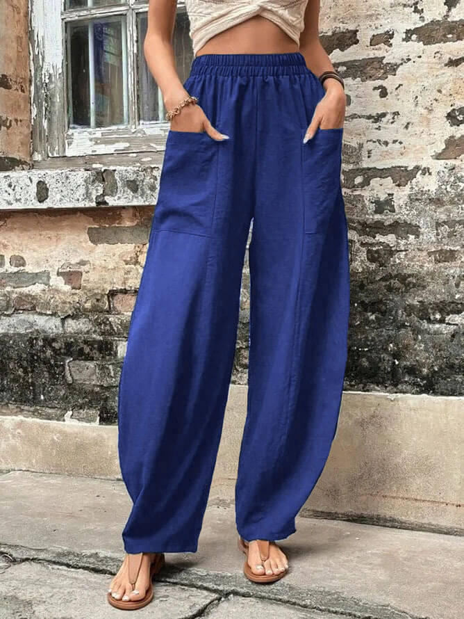 Zaira Women’s Wide-Leg Pants – Lightweight Fabric with Deep Pockets & Relaxed Fit