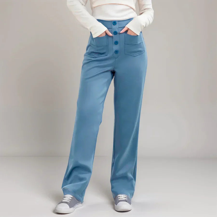 Maris Women’s High Waist Trousers – Breathable Fabric with Elastic Waistband