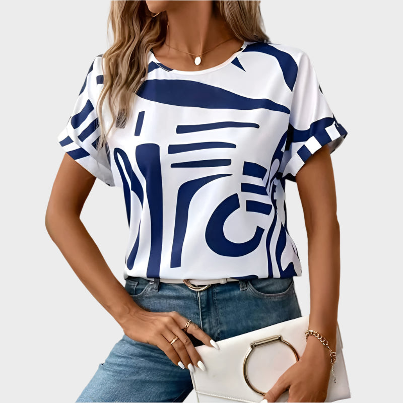 Emely Abstract Print T-Shirt – Lightweight Cotton Women’s Top