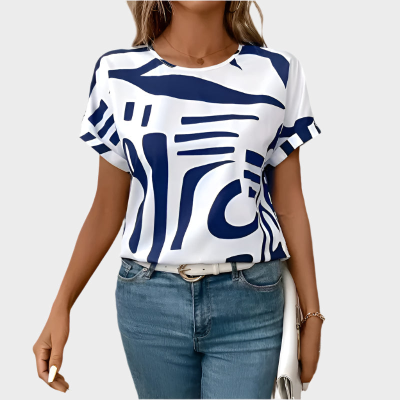 Emely Abstract Print T-Shirt – Lightweight Cotton Women’s Top