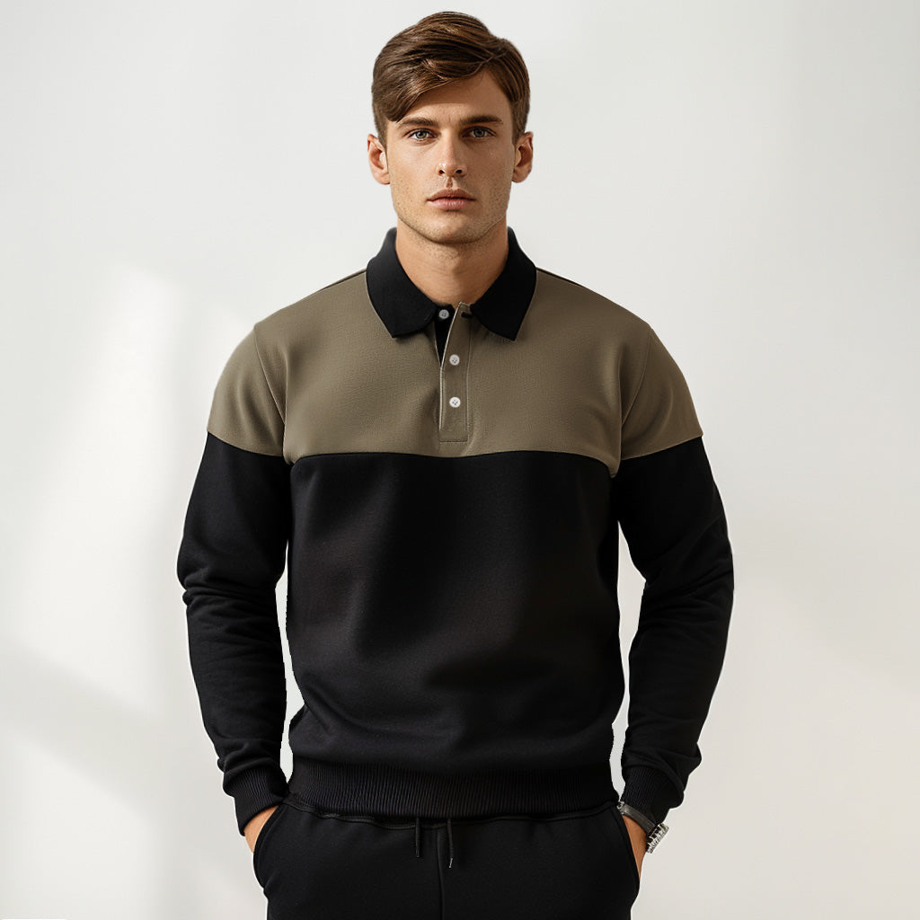 Patrick Men’s Polo Sweater – Cotton Knit Pullover with Colourblock Design