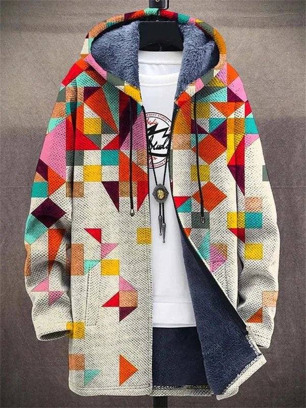 Elodie Men's Knit Jacket – Art-Inspired Print with Relaxed Fit for Casual Layering