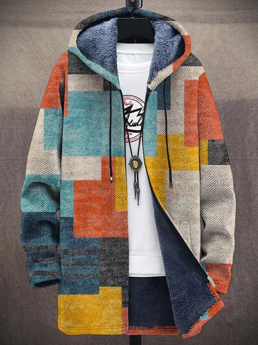 Elodie Men's Knit Jacket – Art-Inspired Print with Relaxed Fit for Casual Layering