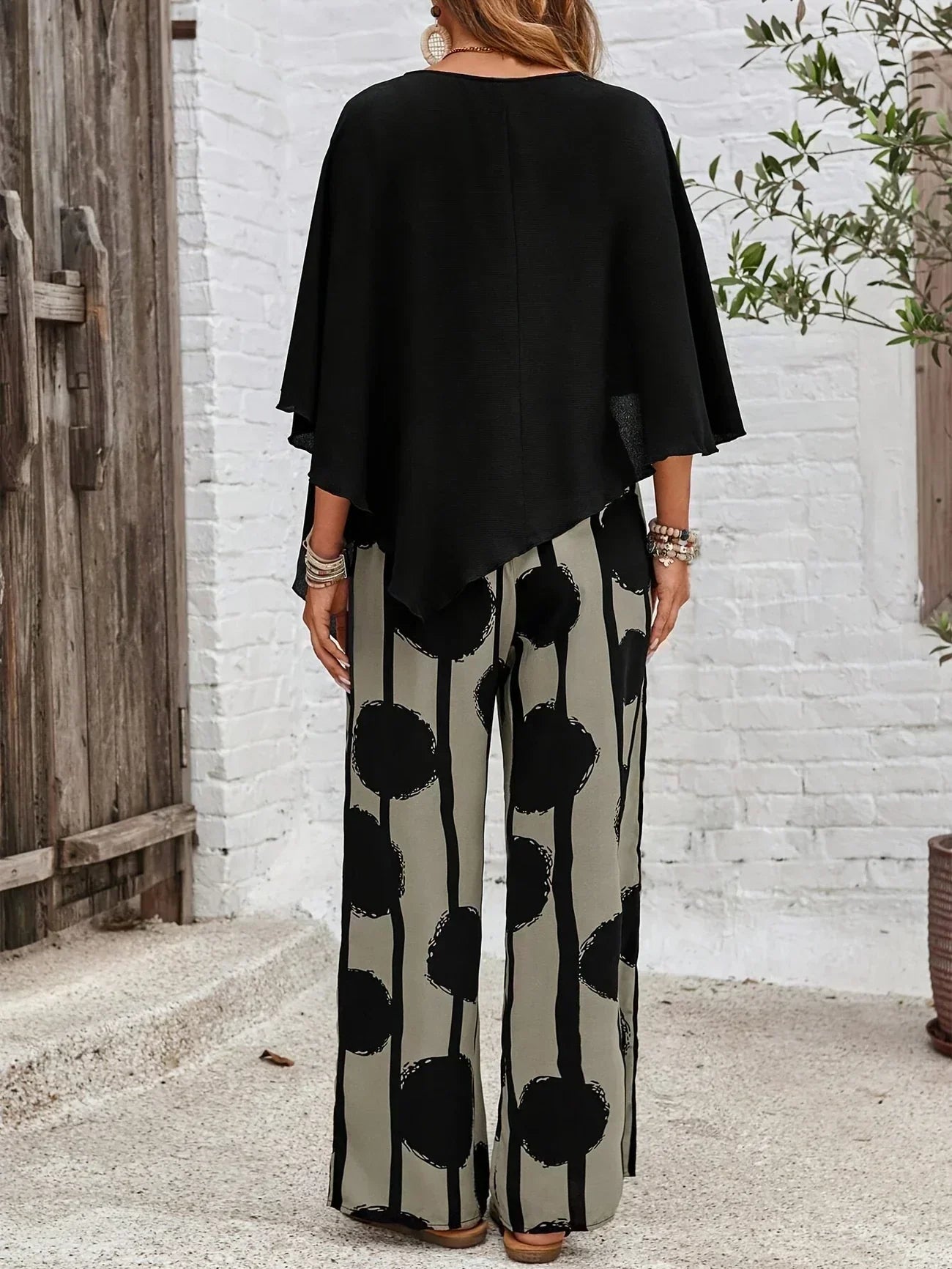 Anna Women’s Two-Piece Set – Wide-Leg Pants with Elastic Waist & Relaxed Top