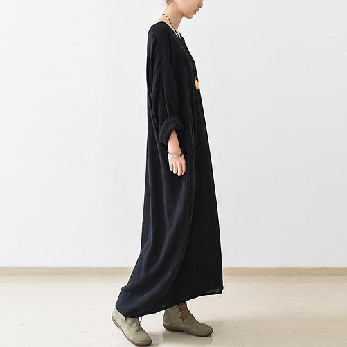 Mireille Long Sleeve Maxi Dress – Soft Linen Caftan for Autumn Comfort