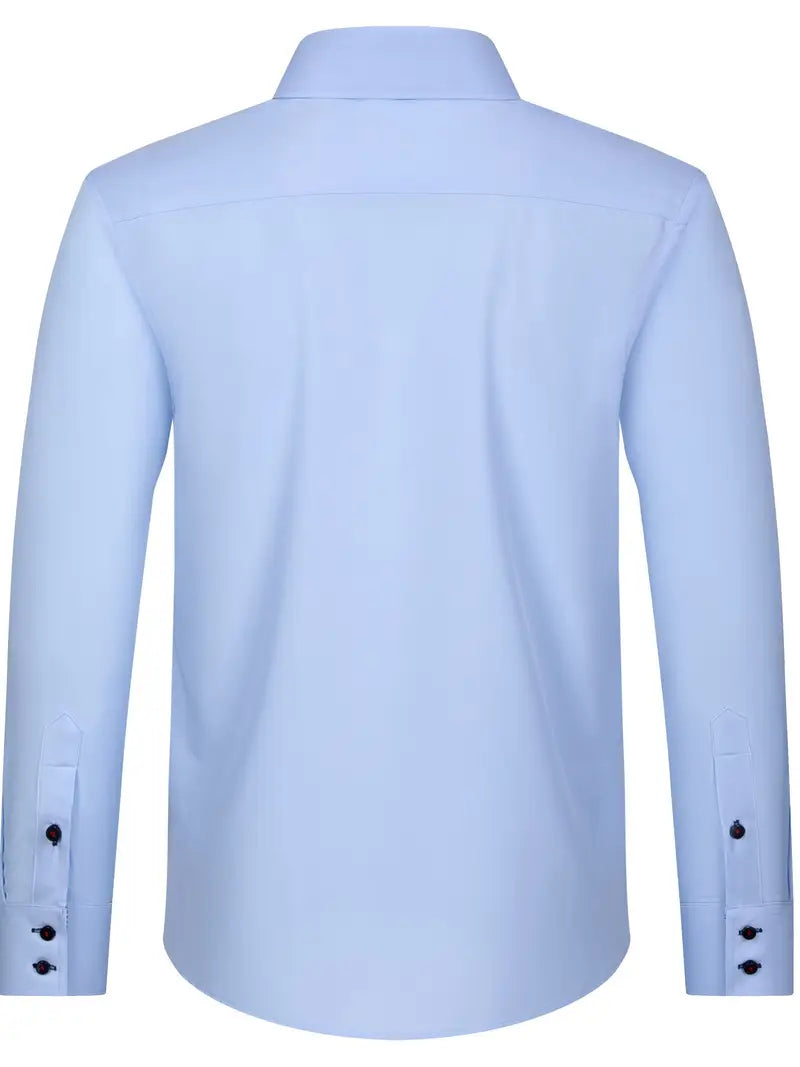 Arjun Men’s Dress Shirt – Long Sleeve Slim Fit Button Down with Contrast Detail