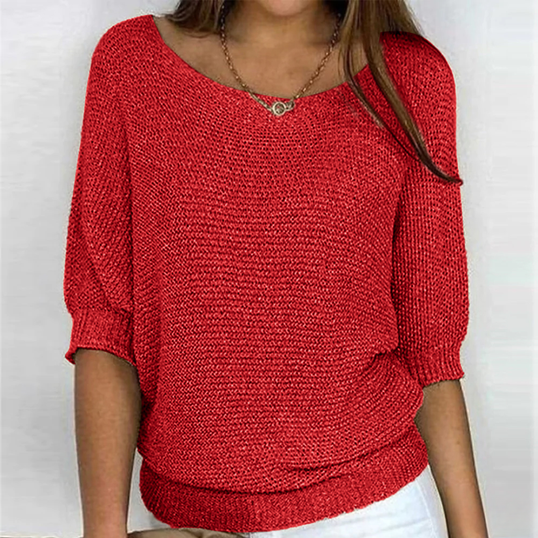 Alessia Women’s Knit Sweater – Lightweight Textured Pullover with Relaxed Fit