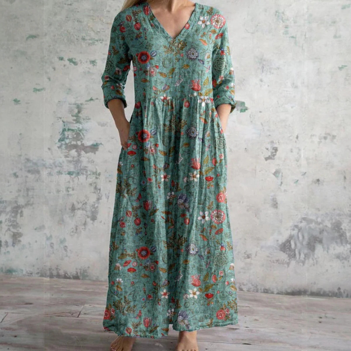 Laila Floral Maxi Dress – Lightweight Elegance with Pockets for Effortless Summer Style