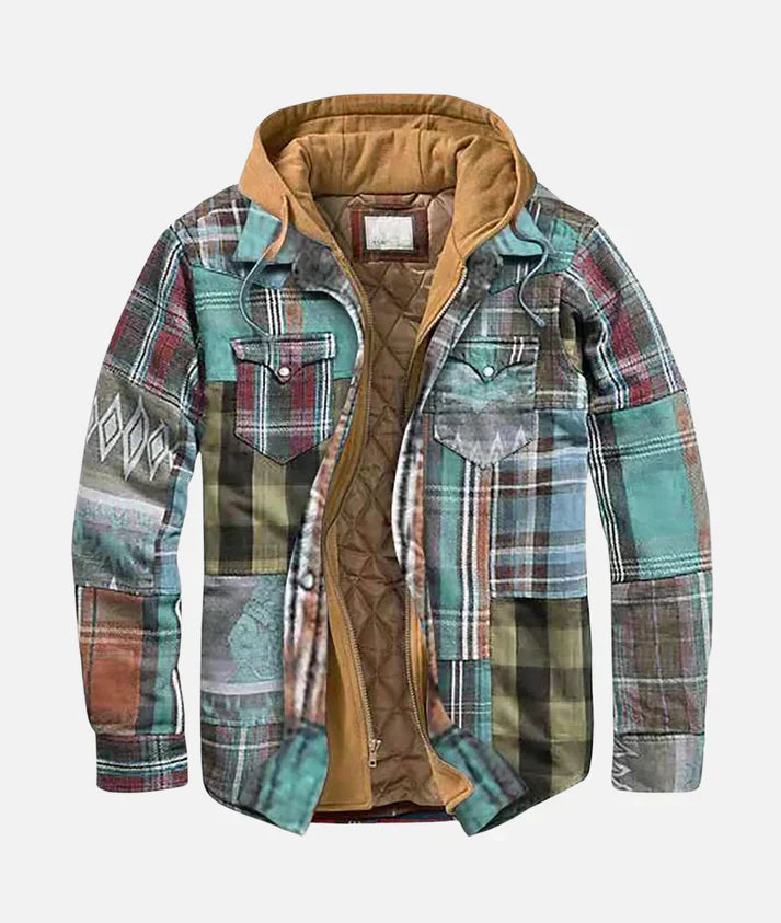 Callum Men's Patchwork Jacket – Statement Plaid Outerwear for Layered Looks