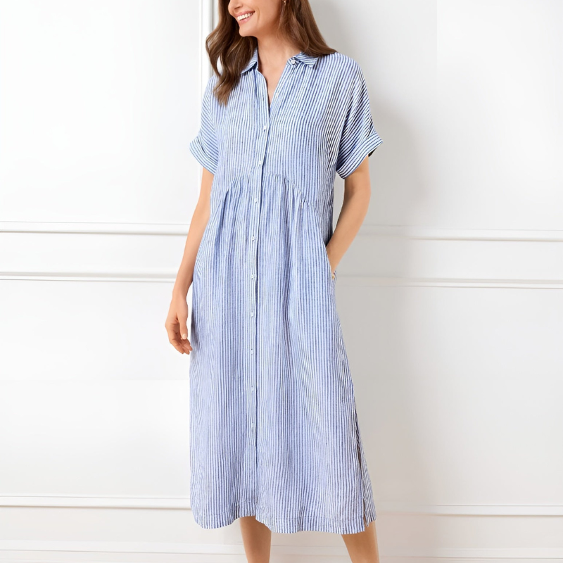 Harper Women’s Shirtdress – Lightweight Stripe Midi with Flattering Fit