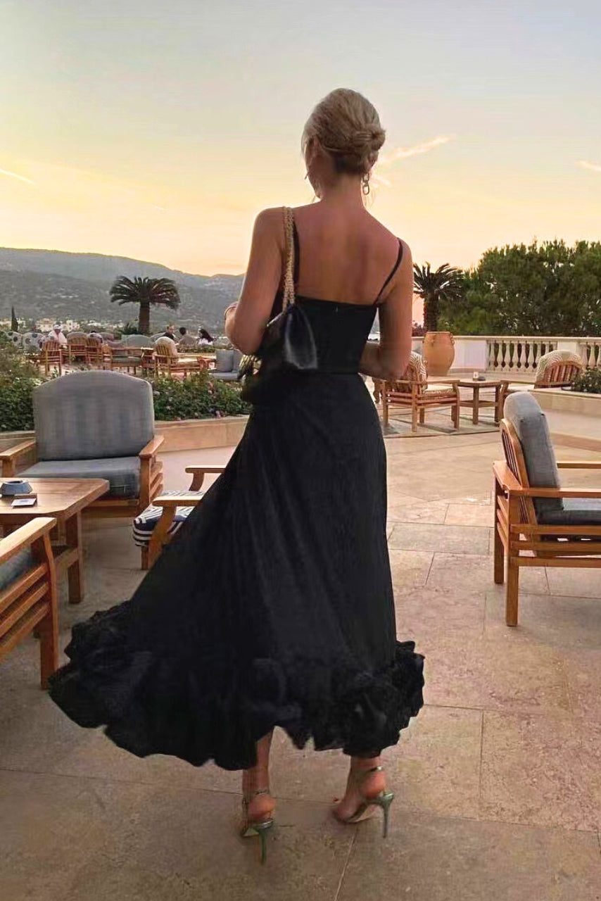 Celeste Long Sleeve Maxi Dress – Flowing Silhouette & Defined Waist for Elegant Occasions