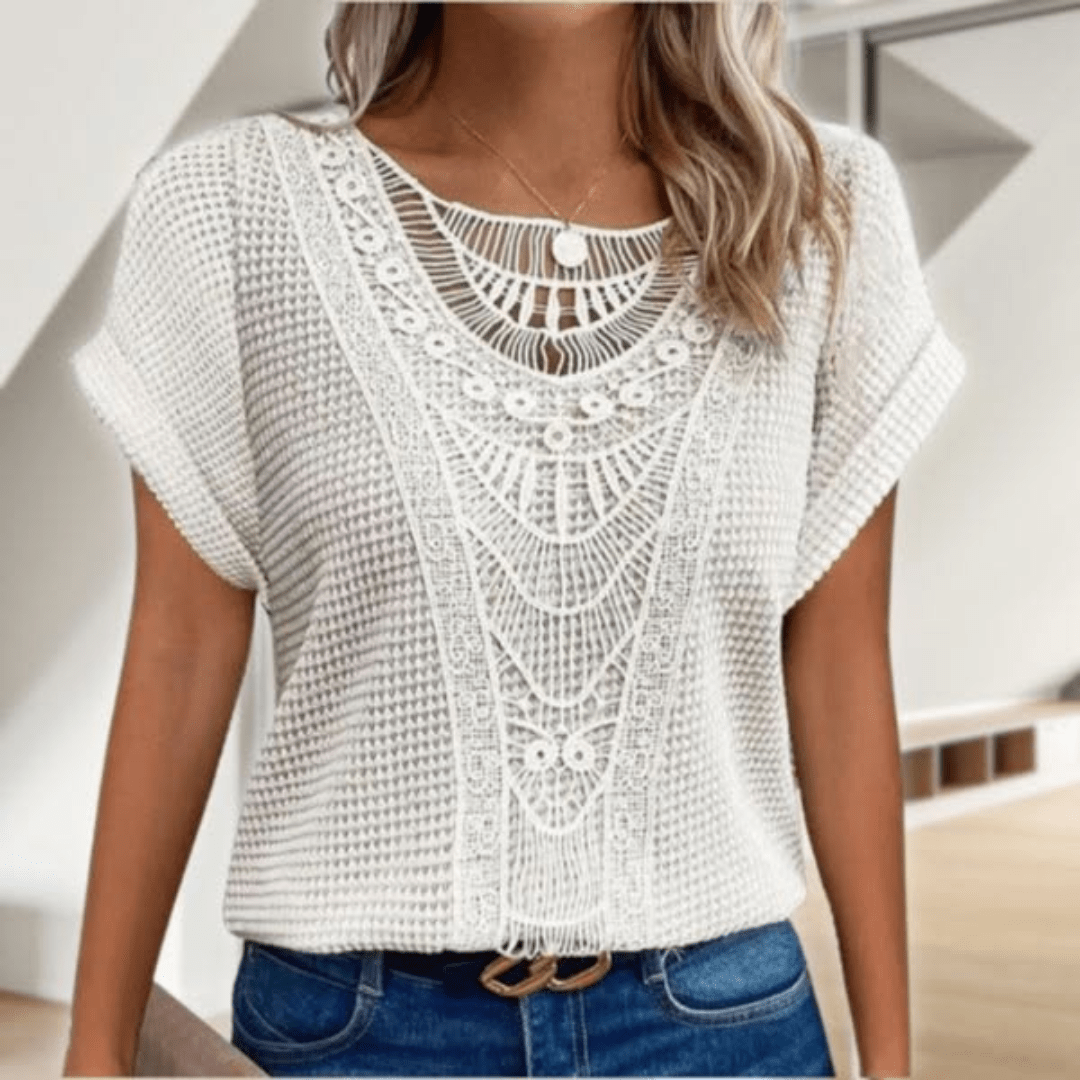 Marina Ibiza-Style Women's Blouse – Lightweight Boho Cotton for Summer