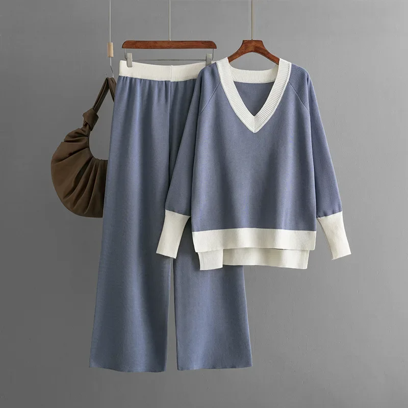 Savina Knit Lounge Set – Heavyweight Knit with Wide-Leg Pants