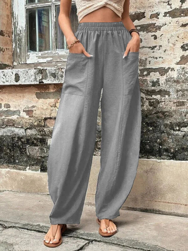 Zaira Women’s Wide-Leg Pants – Lightweight Fabric with Deep Pockets & Relaxed Fit