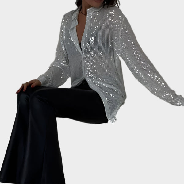 Selina Sequin Party Blouse – Sparkling Women’s Long Sleeve Top
