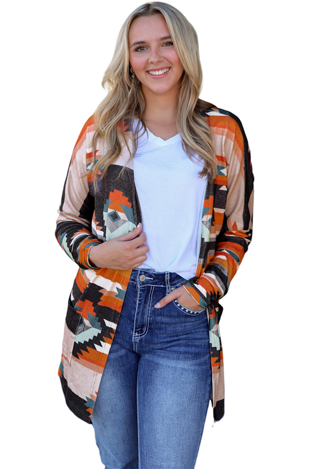 Trendy Western Vest with Aztec Print