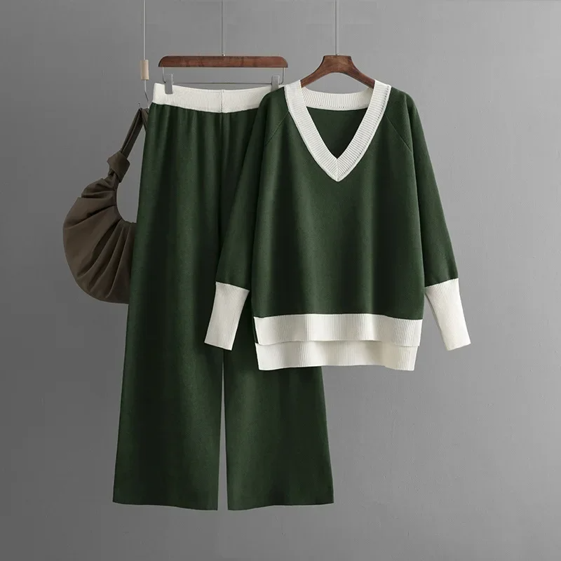 Savina Knit Lounge Set – Heavyweight Knit with Wide-Leg Pants
