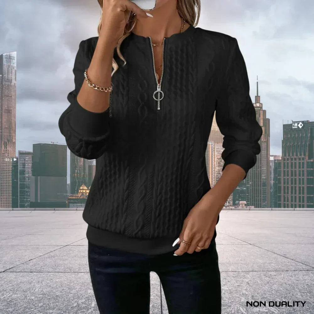 Kylie Half Zip Sweater – Half Zip Knit Pullover with Relaxed Fit
