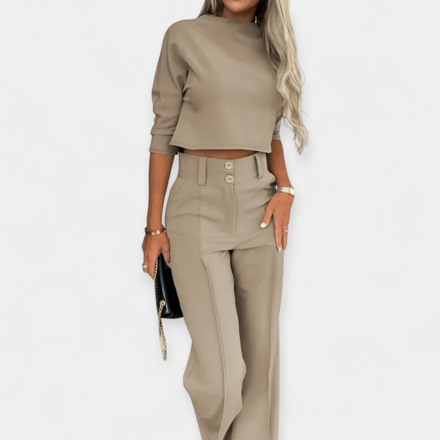 Amily Women's Lounge Set – Crop Top & Lightweight Pants Co-Ord