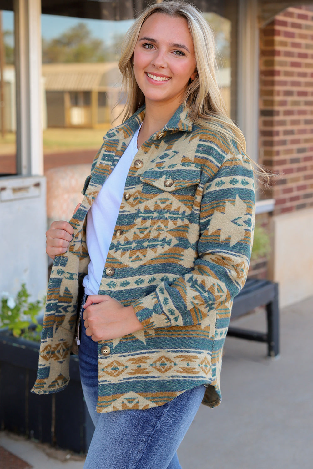 Stylish Aztec Western Vest Shacket