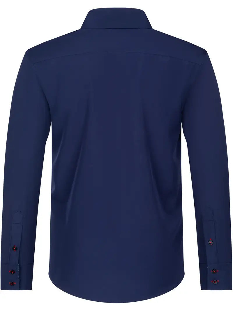 Arjun Men’s Dress Shirt – Long Sleeve Slim Fit Button Down with Contrast Detail