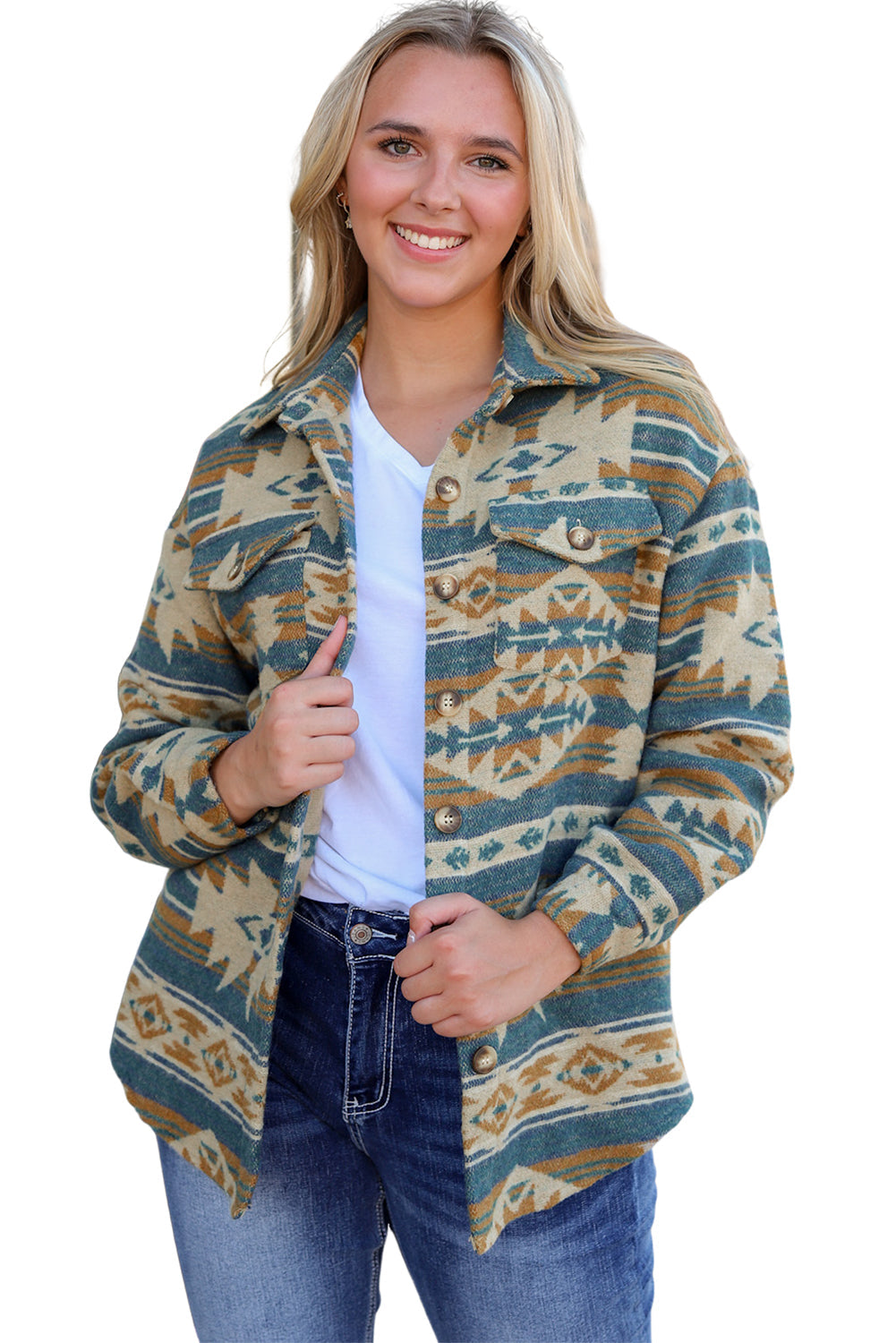 Stylish Aztec Western Vest Shacket