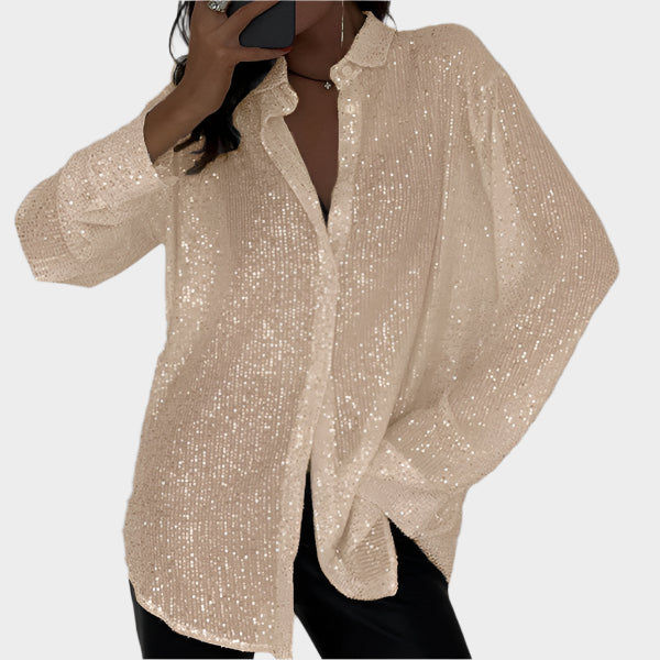 Selina Sequin Party Blouse – Sparkling Women’s Long Sleeve Top