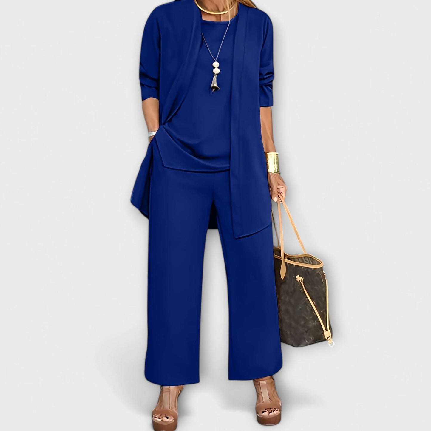 Zinnia Women’s Lounge Set – Soft Knit Cardigan, Top and Trousers