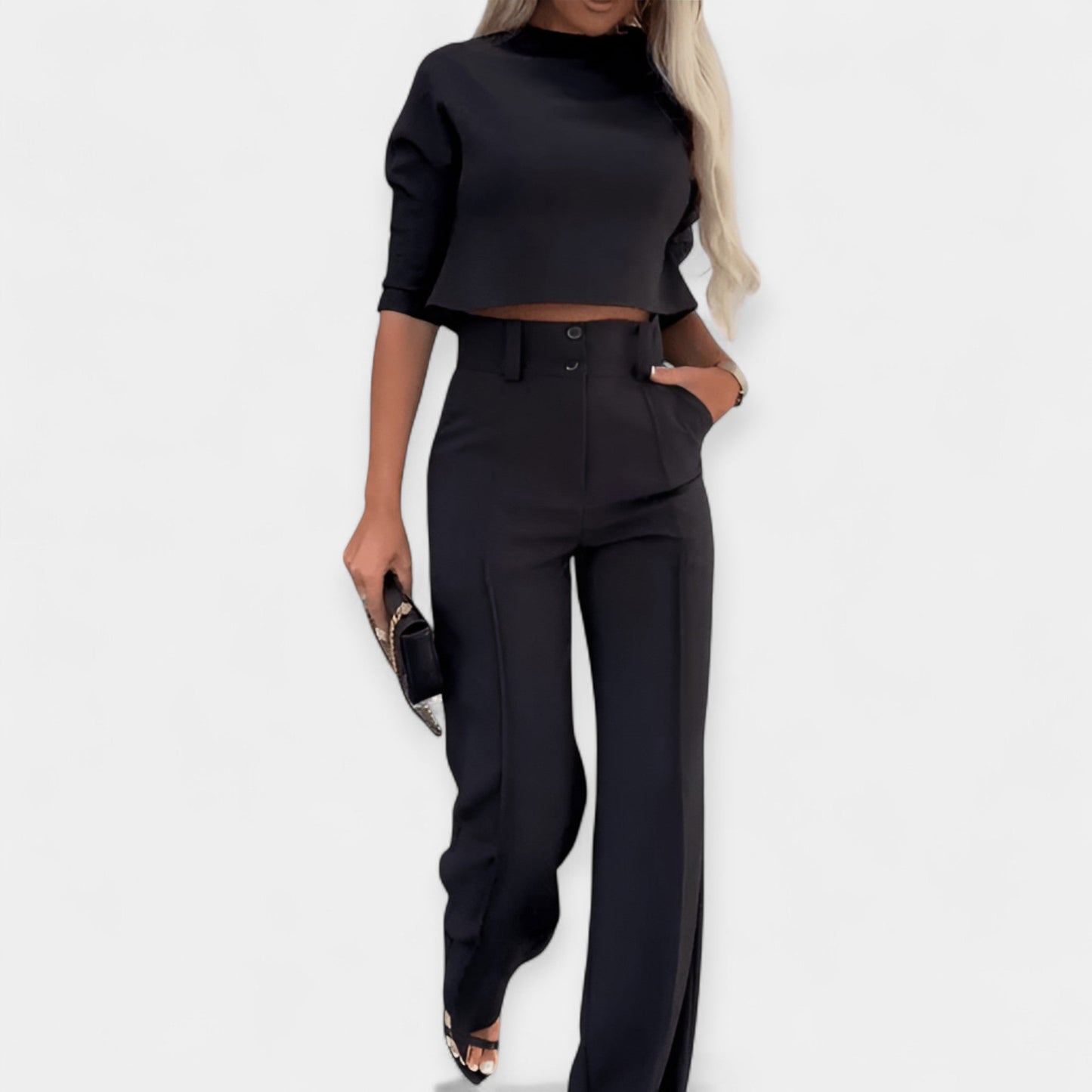 Amily Women's Lounge Set – Crop Top & Lightweight Pants Co-Ord