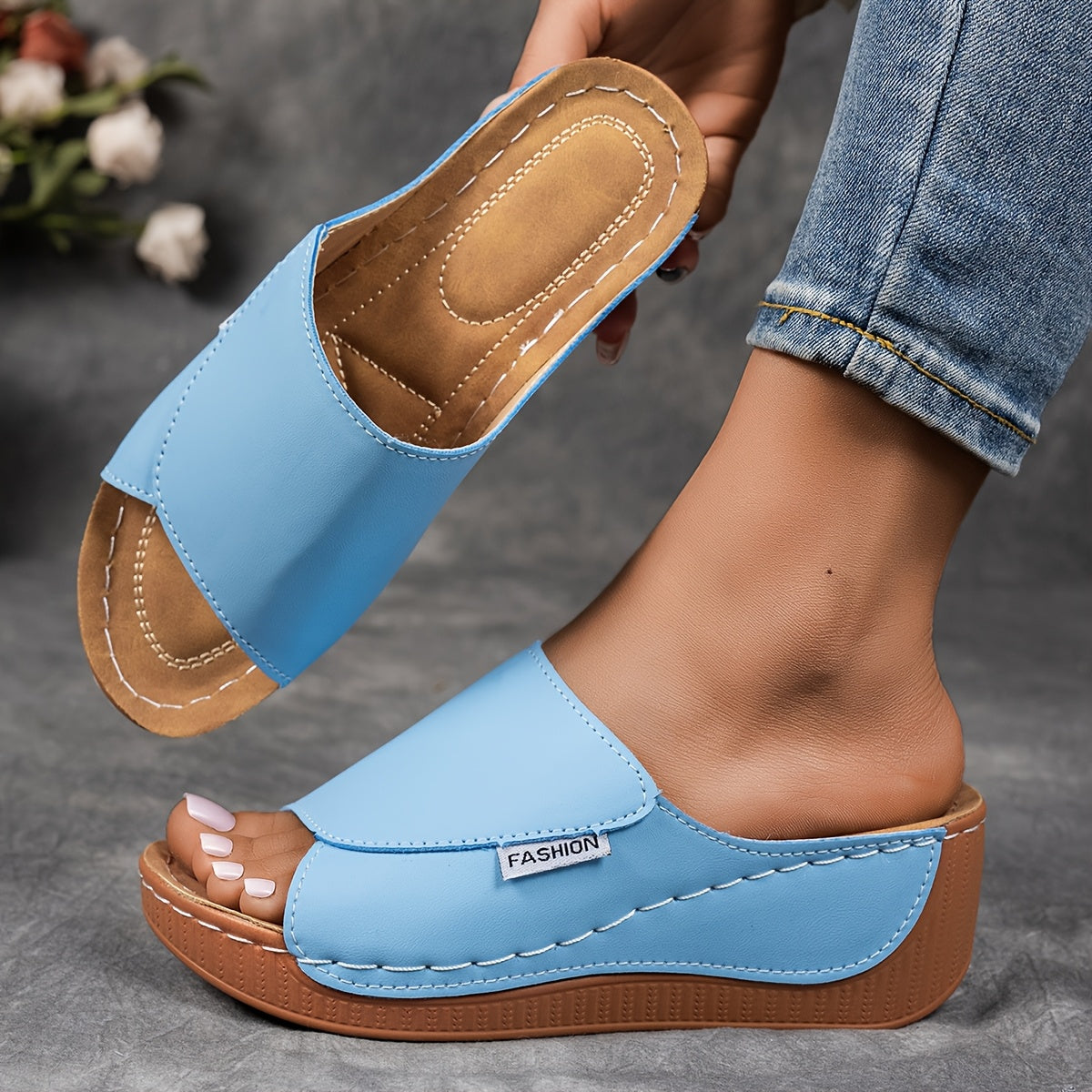 Sakura Women’s Wedge Sandals – Cushioned Slip-On Design with Arch Support