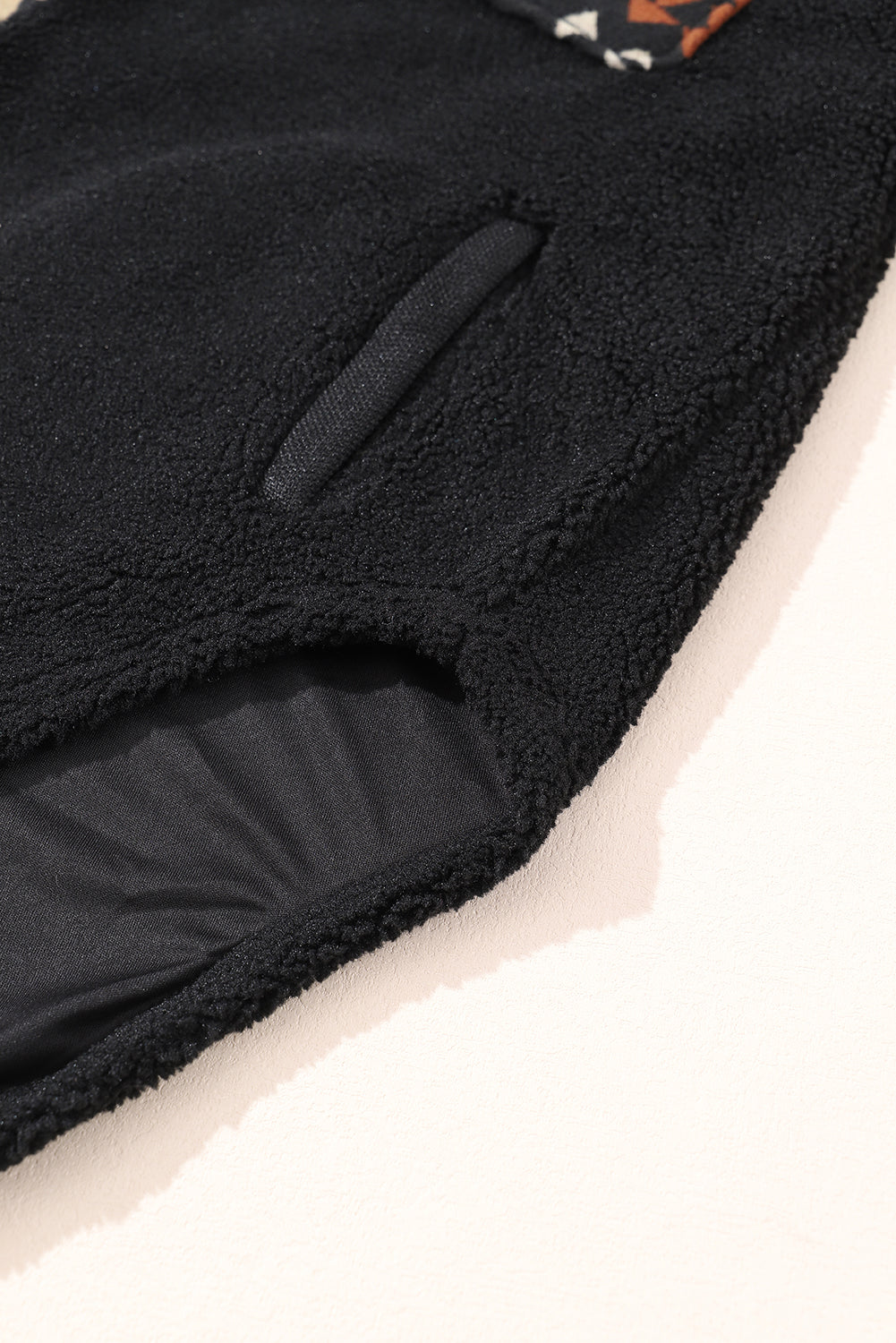 Black Fleece Shacket with Aztec Print - Trendy and Comfortable