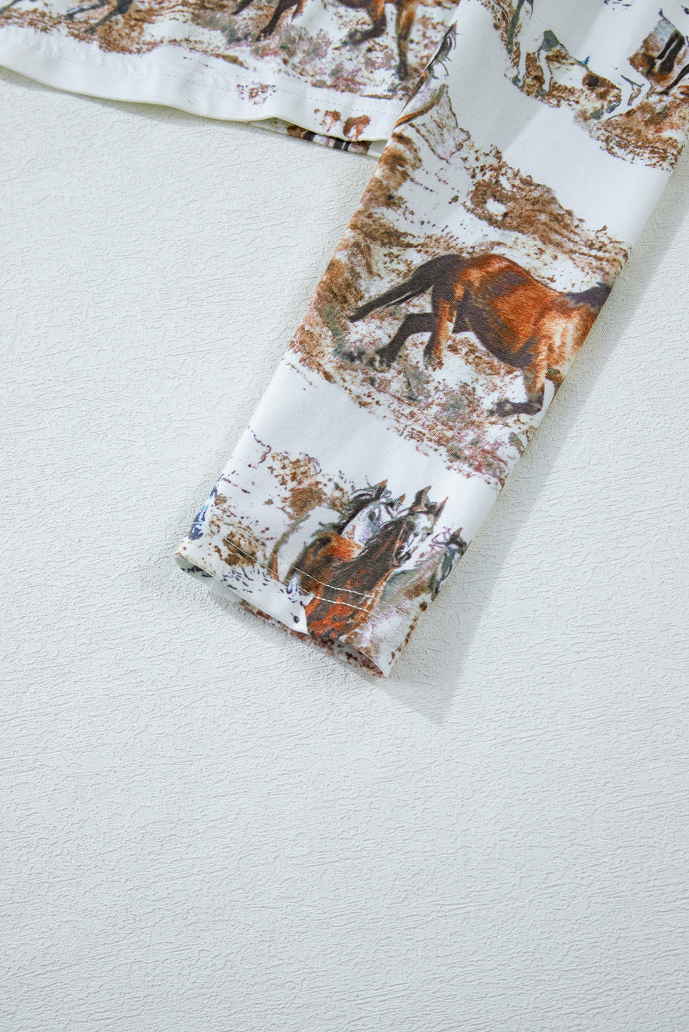 Stylish Brown High Neck Top with Western Horse Print