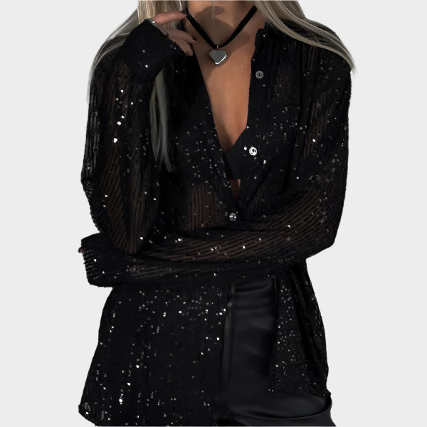 Selina Sequin Party Blouse – Sparkling Women’s Long Sleeve Top