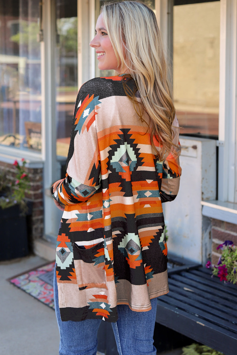 Trendy Western Vest with Aztec Print