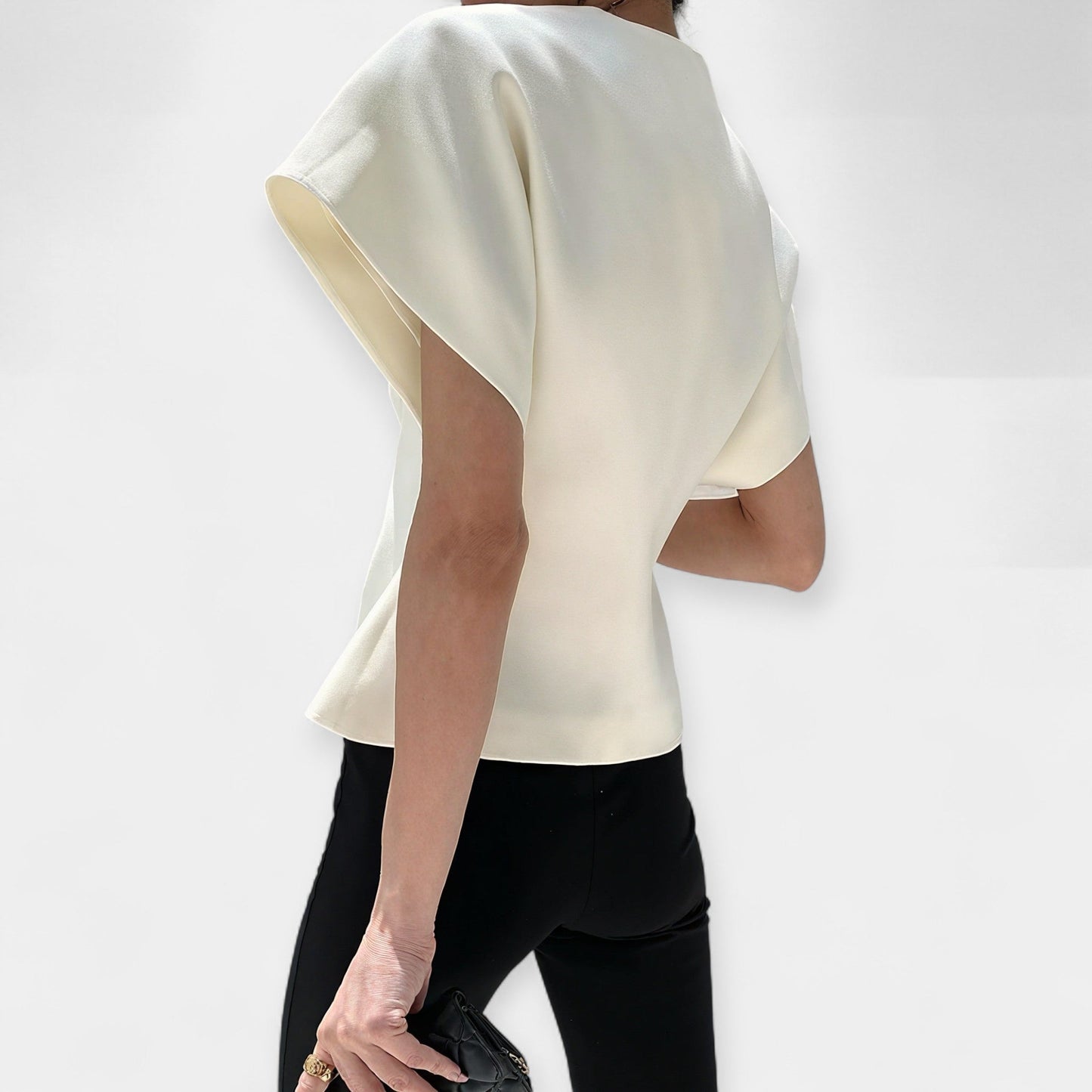 Felicity Structured Wrap Blouse – Textured Women’s Top with Gold Detail