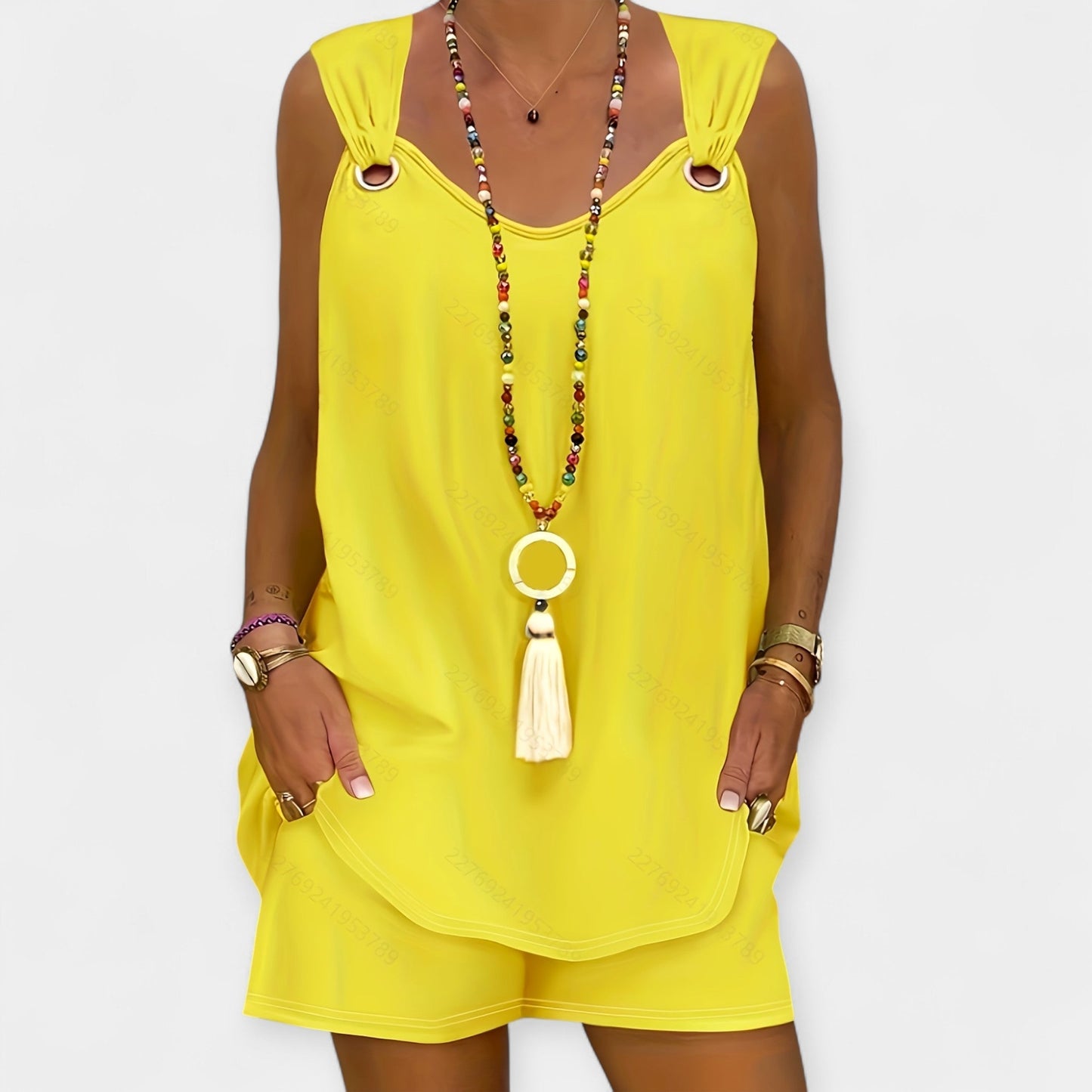 Lydia Women's Sleeveless Blouse & Shorts Set – Lightweight Summer Co-Ord