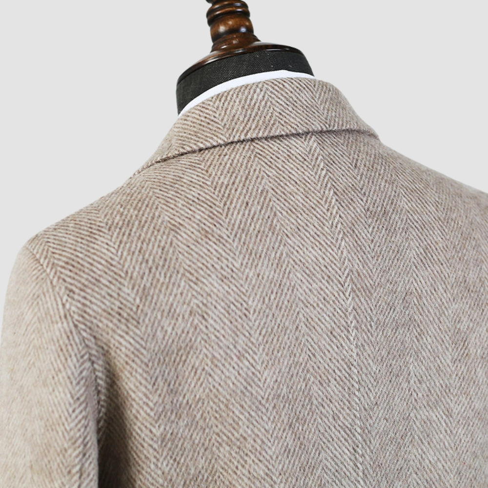 Mavrick Men’s Wool Coat – Mid-Length Cashmere Blend with Slim Fit Warmth