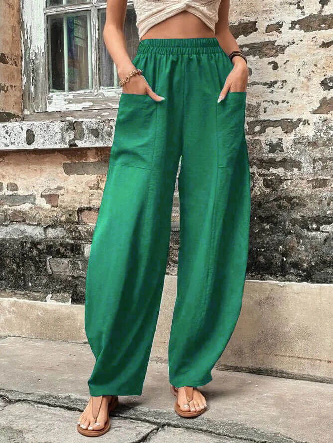 Zaira Women’s Wide-Leg Pants – Lightweight Fabric with Deep Pockets & Relaxed Fit