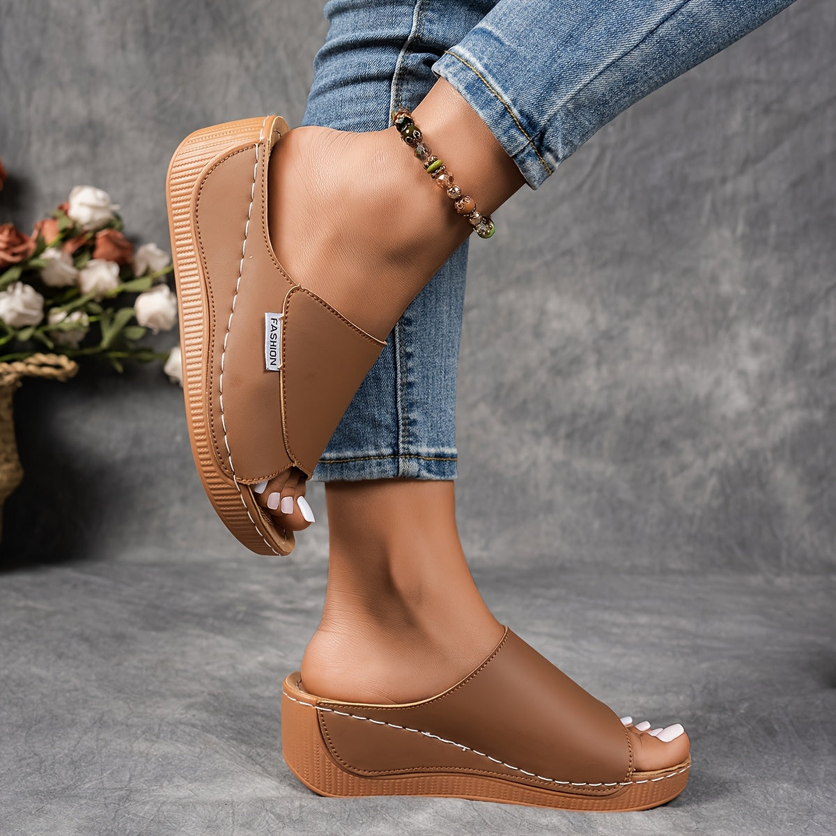 Sakura Women’s Wedge Sandals – Cushioned Slip-On Design with Arch Support