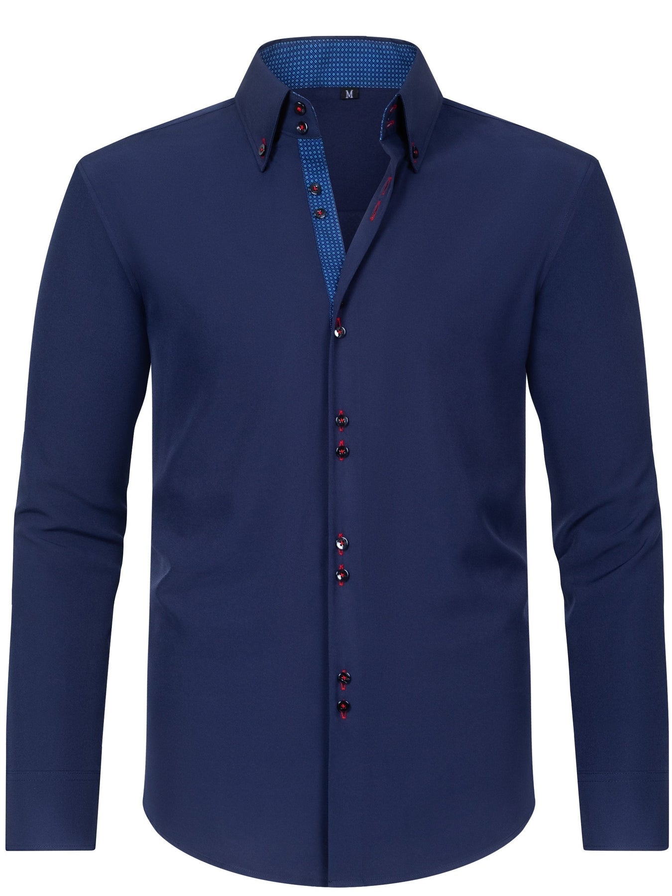 Arjun Men’s Dress Shirt – Long Sleeve Slim Fit Button Down with Contrast Detail