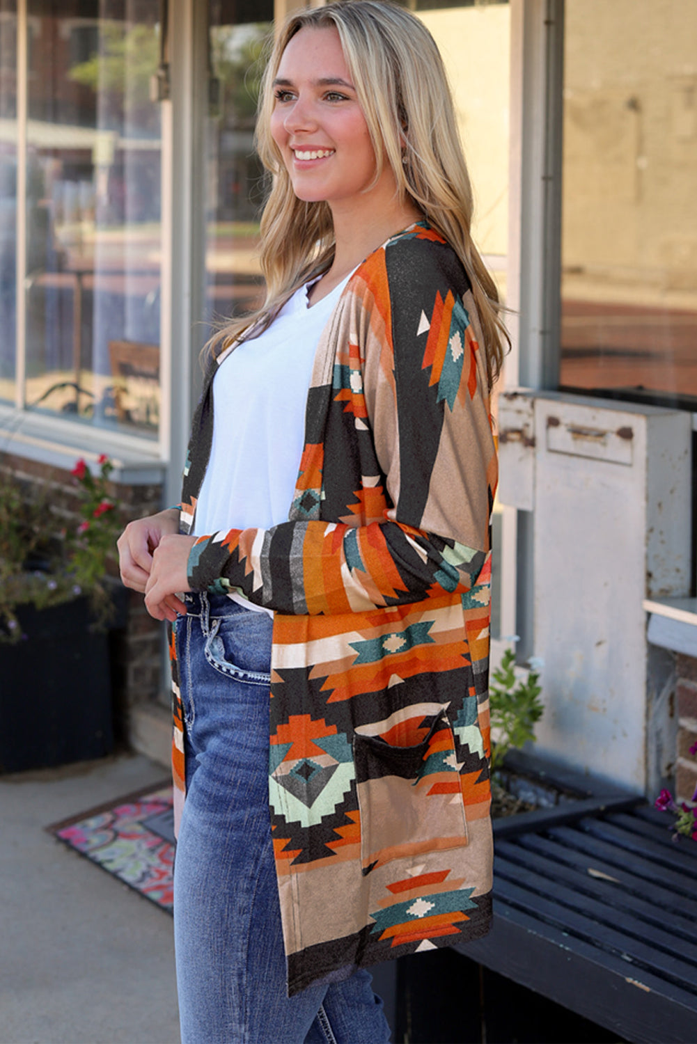 Trendy Western Vest with Aztec Print